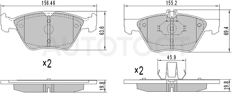 Колодки тормозные (Спереди) Mercedes-Benz E-Class 95-03 / Chrysler Crossfire 04-08 / Mercedes-Benz CLK-Class 97-02 / SLK-Class 96-04