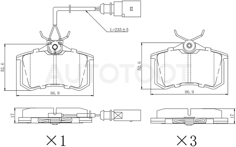 Колодки тормозные (Сзади) Audi A3 96-13 / A4 94-09 / A6 94-08 / A8 94-05 / Citroen Berlingo 96-22 / C3 01-16 / C4 04- / Peugeot 308 07-17 / Skoda Octavia 96-20 / Rapid 12-20 / Volkswagen Golf 87-19 / Jetta 98- / Passat 88-05 / Polo 94-20 / Audi 100 82-90