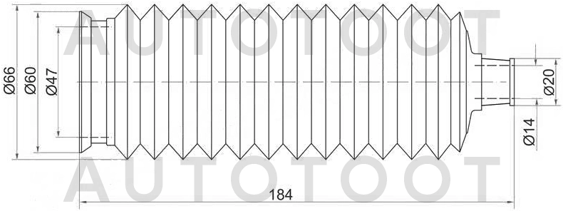 Пыльник рулевой рейки 184мм -ST4553512100 Sat для TOYOTA COROLLA, TOYOTA COROLLA CERES, TOYOTA SPRINTER MARINO, TOYOTA COROLLA SPACIO, TOYOTA RAV4, TOYOTA SPRINTER