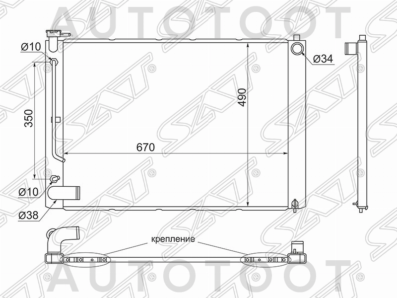 Радиатор охлаждения 1MZ /3MZ 03-05 -TY0003MCU30 Sat для TOYOTA HARRIER, LEXUS RX330, LEXUS RX300
