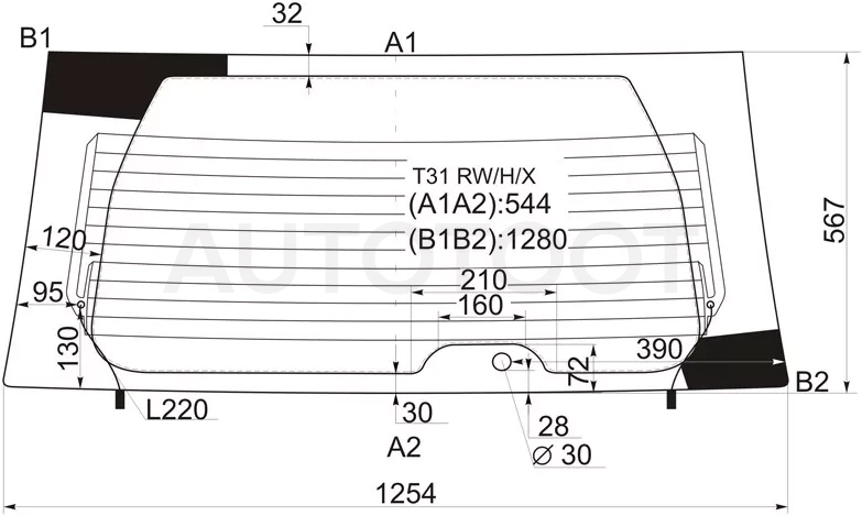 Стекло заднее (Цвет зеленый/ Обогрев) Nissan X-Trail 07-15 - Артикул T31RWHX - Производитель Xyg - Фото, Отзывы, Цены