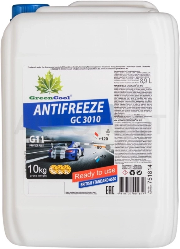 Антифриз GreenCool G11 10л готовый синий
