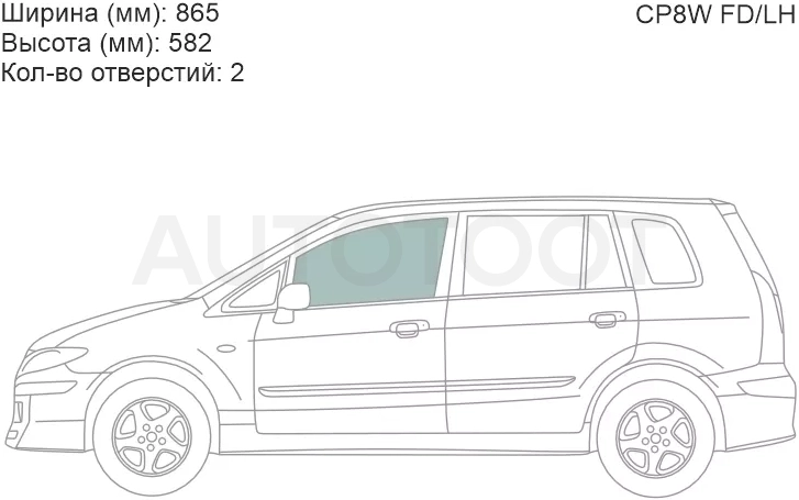 Стекло боковое опускное (Спереди/ Слева/ Цвет зеленый) Mazda Premacy 99-05