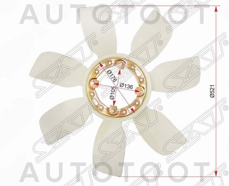 Крыльчатка вентилятора 2UZ -  для TOYOTA LAND CRUISER, TOYOTA LAND CRUISER PRADO, TOYOTA SEQUOIA, TOYOTA HILUX, LEXUS LX470