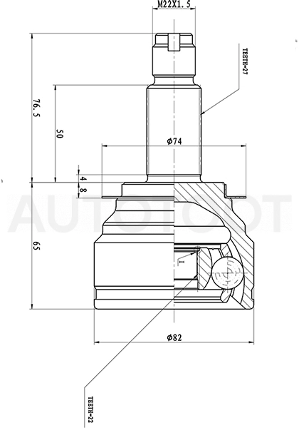 Шрус наружный -JCT0316 Just Drive для SUBARU FORESTER