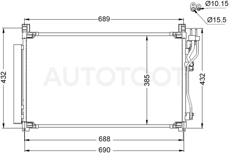 Радиатор кондиционера Hyundai Elantra 18-20 / Sonata 14-19 / Kia Optima 16-18