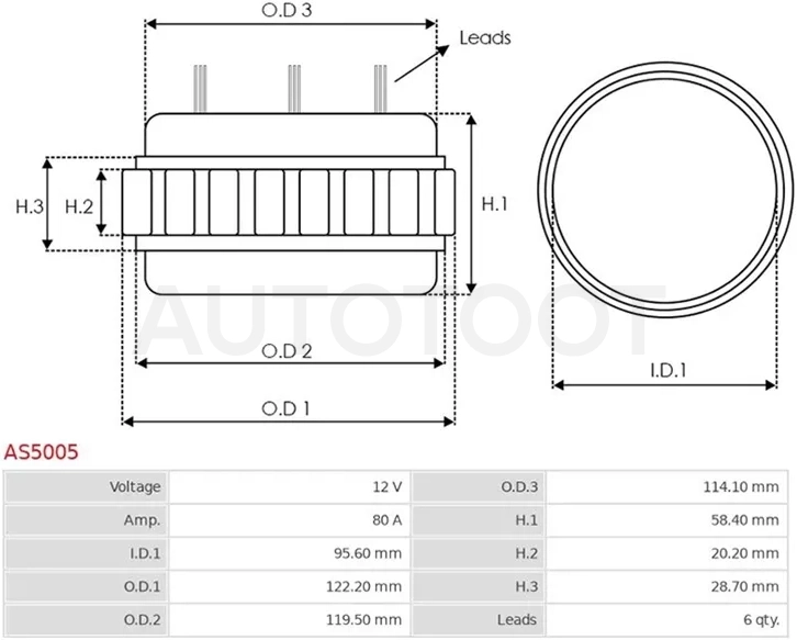Обмотка генератора HONDA CIVIC/JAZZ 1.2/1.4 02-/CITROEN C2/C3/C4 03-/PEUGEOT 207 05-/206/307 00-