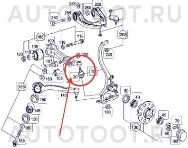 Опора шаровая передняя нижняя -STA2023330027 Sat для MERCEDES C-CLASS, MERCEDES E-CLASS, MERCEDES S-CLASS