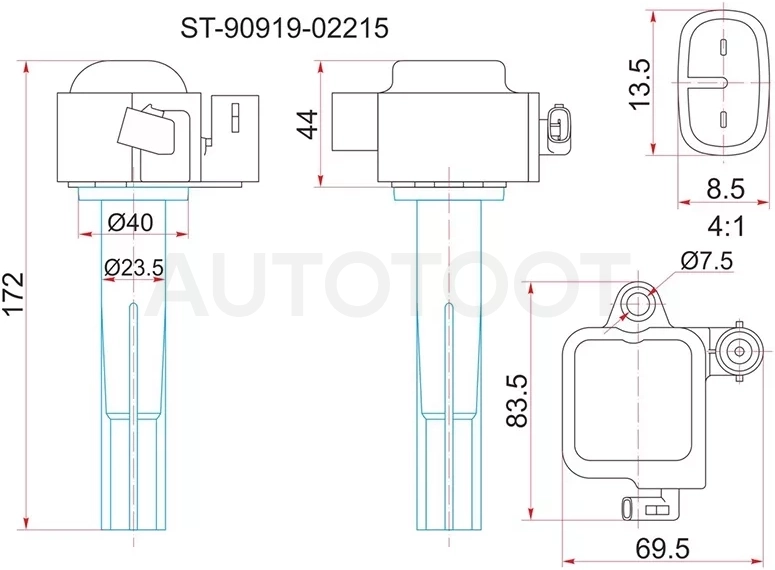 Катушка зажигания TOYOTA 1MZ-FE/2MZ-FE MCV2# 96-01/1MZ-FE MCX10 96- (3)