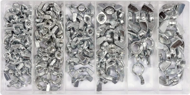 Гайки набор 150 пр: M4, 5, 6, 8, 10, барашек