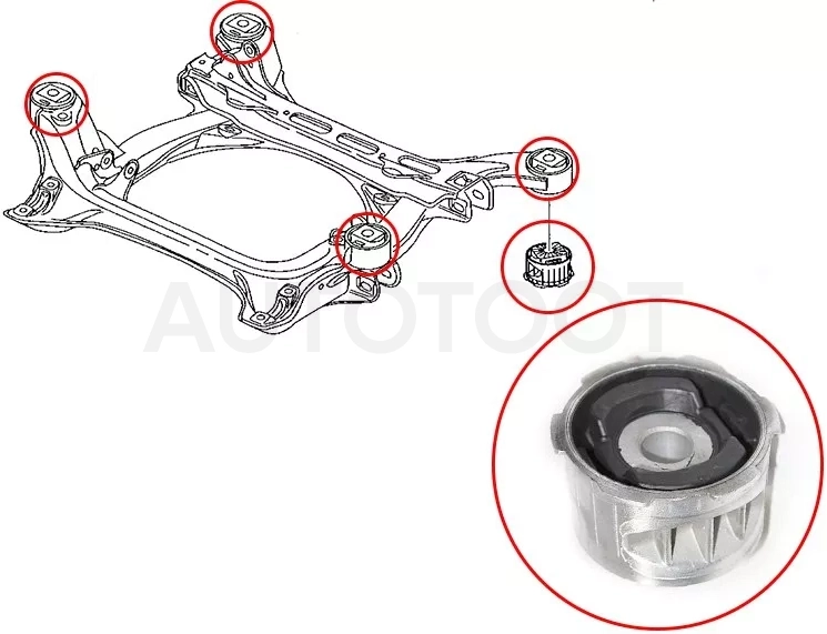 Сайлентблок подрамника Audi Q7 05-15 / Volkswagen Touareg 02-18 - Артикул ST7L0499035A - Производитель Sat - Фото, Отзывы, Цены