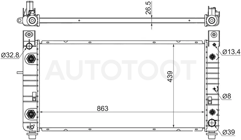 Радиатор Chevrolet Tahoe 06-14 / Cadillac Escalade 01-15 / Chevrolet Avalanche 03-06 / Silverado 07-13 / Suburban 00-13 / GMC Yukon 00-06 / Hummer H2 02-09