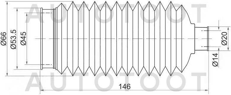 Пыльник рулевой рейки 146мм -ST4553512060 Sat для TOYOTA COROLLA, TOYOTA COROLLA CERES, TOYOTA SPRINTER MARINO, TOYOTA LITE ACE NOAH, TOYOTA SPRINTER