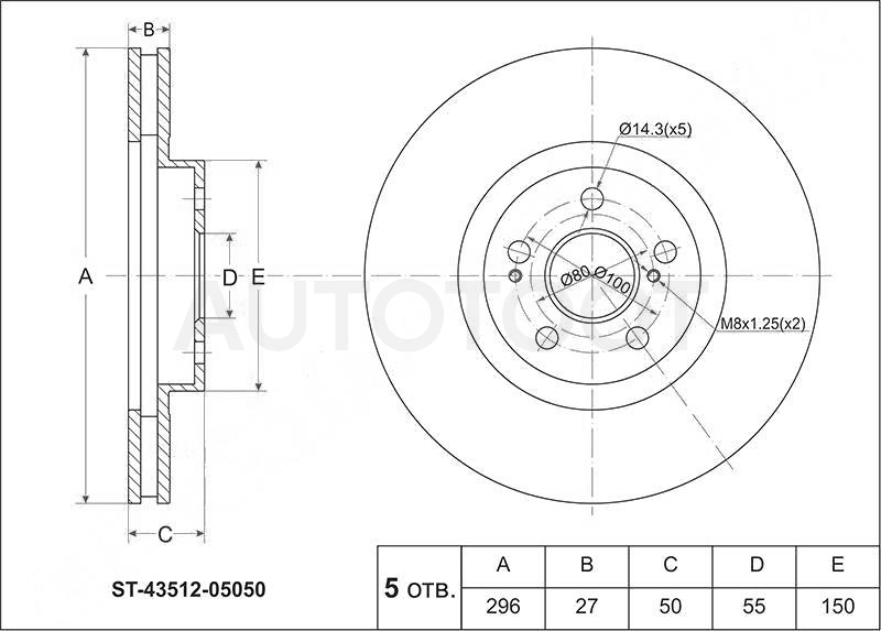 Диск тормозной передний диаметр 295, толщина 26 -JBD0098 Just Drive для TOYOTA AVENSIS