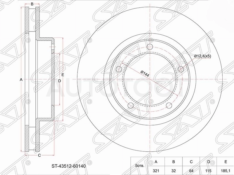 Диск тормозной передний D321mm -ST4351260140 Sat для TOYOTA LAND CRUISER