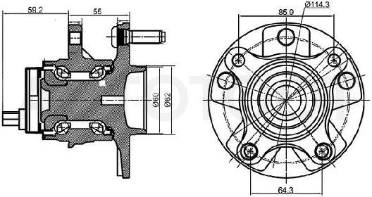 Ступичный узел перед/лев TOYOTA MARK X/LEXUS GS300 05 - Артикул ST4356030010 - Производитель Sat - Фото, Отзывы, Цены