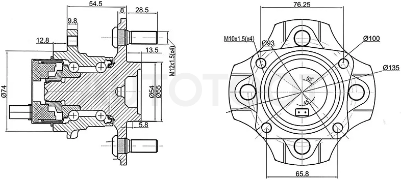 Ступичный узел задн. TOYOTA COROLLA/FIELDER/RUNX/ALLEX 2WD 00