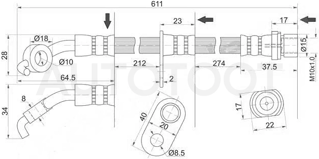 Шланг тормозной передний левый -ST9094702C55 Sat для TOYOTA RAV4
