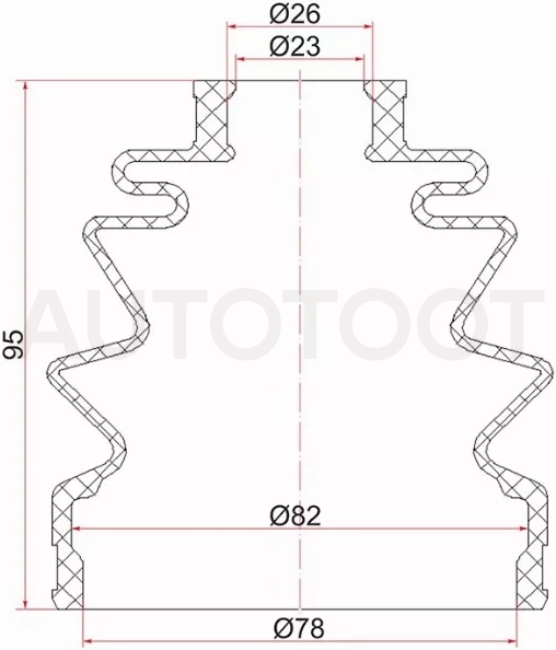 Пыльник ШРУСа наружный TOYOTA COROLLA SPACIO 97-01/HYUNDAI TUSCON 04-09/HONDA ACCORD F23A CG5 99-02 (2 хомута. резина)