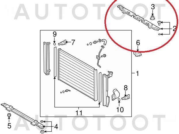 Кронштейн радиатора верхний -  для LEXUS RX300, LEXUS RX330, LEXUS RX350, LEXUS RX400, TOYOTA HARRIER