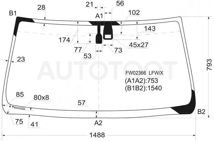 Стекло лобовое в клей -  для TOYOTA LAND CRUISER PRADO, LEXUS GX470
