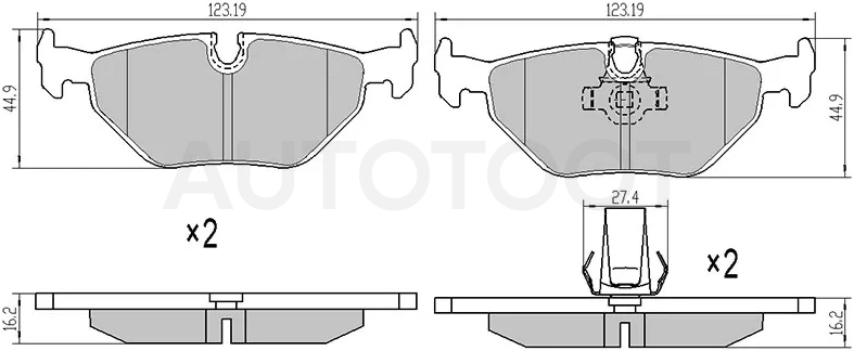 Колодки тормозные (Сзади) BMW 3-Series 90-00 / 5-Series 95-04 / Mercedes-Benz C-Class 93-01 / E-Class 95-03 / CLK-Class 97-02 / SLK-Class 96-04