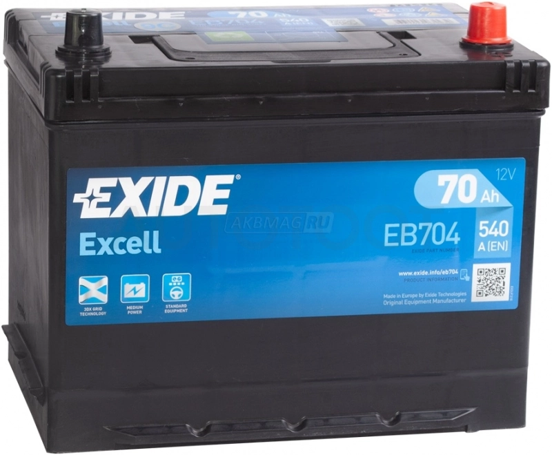 Аккумулятор EXIDE 70Ah 540A обратная полярность(-+)