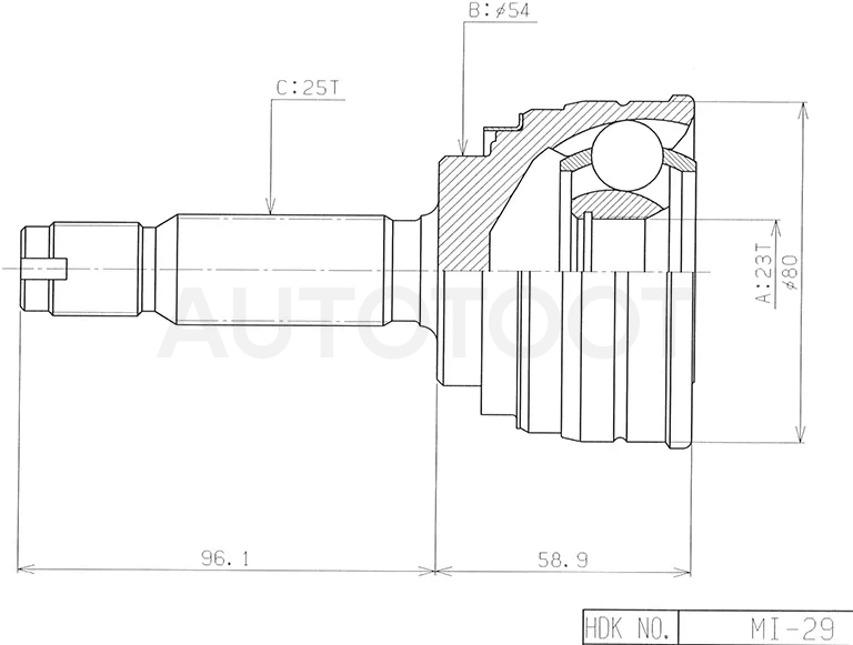 Шрус (Спереди/ Наруж) Mitsubishi Delica 90-99 / Lancer 91-01 / Aspire 98-02 / Chariot 91-97