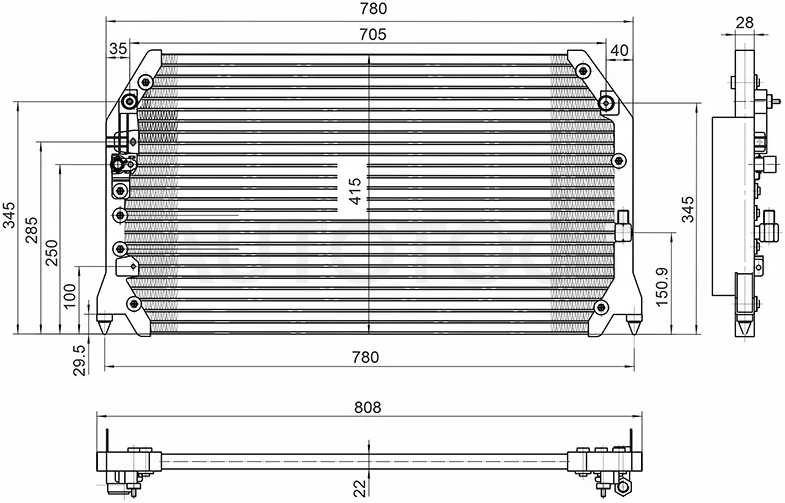 Радиатор кондиционера Toyota Camry (XV20) 96-02 / Lexus ES 96-01 / Toyota Camry 96-01 / Camry UAE/USA 96-01 / Mark II Wagon Qualis 97-02 / Solara 98-03