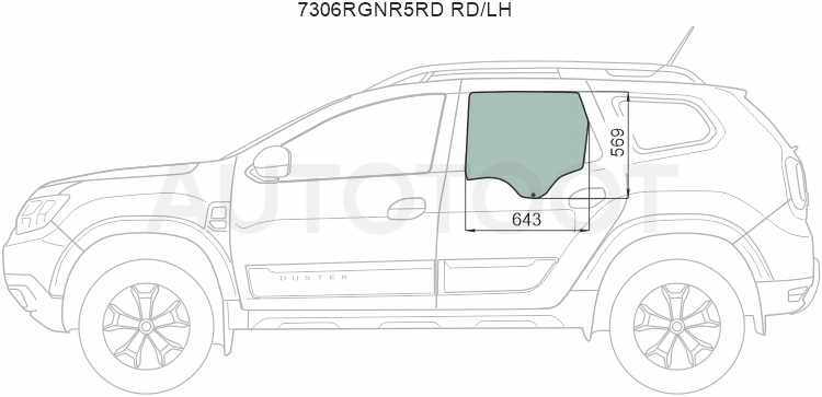 Стекло заднее левое опускное c 21 года