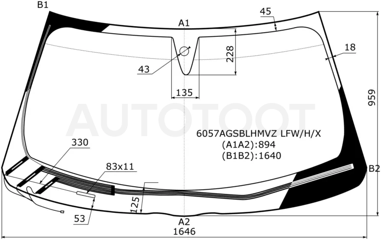 Стекло лобовое (Обогрев щеток/ Датчик дождя) Infiniti FX35 08-12 / FX30d 10-12 - Артикул 6057AGSBLHMVZLFWHX - Производитель Xyg - Фото, Отзывы, Цены