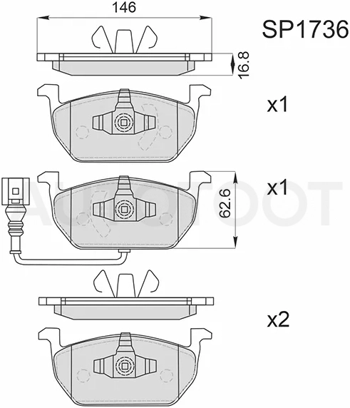 Колодки тормозные (Спереди) Audi A3 12-19 / LADA Granta 11-18 / Skoda Octavia 04-20 / Volkswagen Golf 12-19 / Audi S3 13-16 / SEAT Leon 12-15 / Volkswagen Golf Sportsvan 14