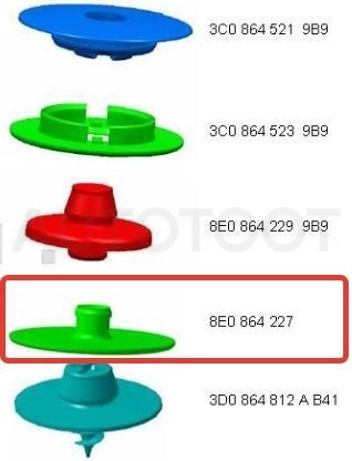 Клипса крепления коврика №4 -STKE383 Sat для AUDI A1, AUDI A3, AUDI A4, AUDI A5, AUDI A6, AUDI A7, AUDI Q3, AUDI Q5, AUDI Q7, SKODA KAROQ, SKODA KODIAQ, SKODA OCTAVIA, SKODA RAPID, SKODA SUPERB, SKODA