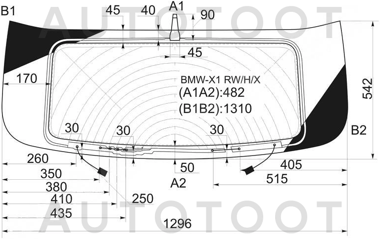 Стекло заднее (крышка багажника) с обогревом -  для BMW X1