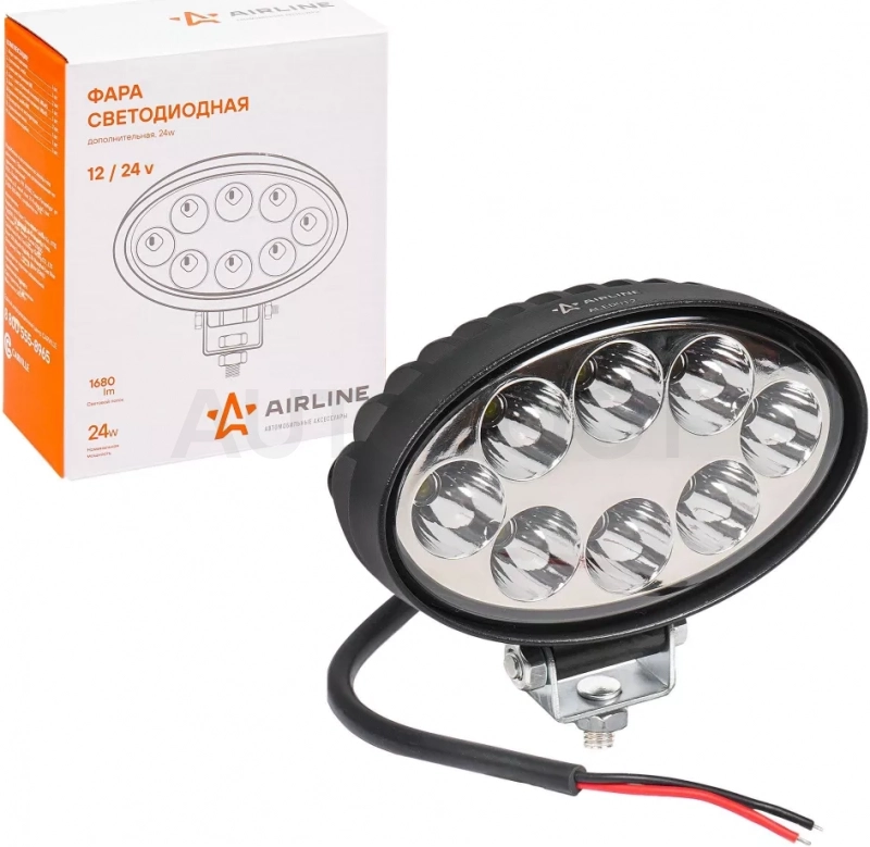 Фара светодиод. овальная, 8LED, направленный свет, 24Вт, 140х86х55мм, 12/24В, PLUS - Артикул ALED012 - Производитель Airline - Фото, Отзывы, Цены