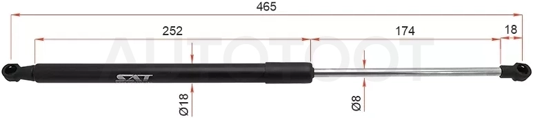 Амортизатор крышки багажника (на стекло) -ST689300W020 Sat для TOYOTA LAND CRUISER PRADO