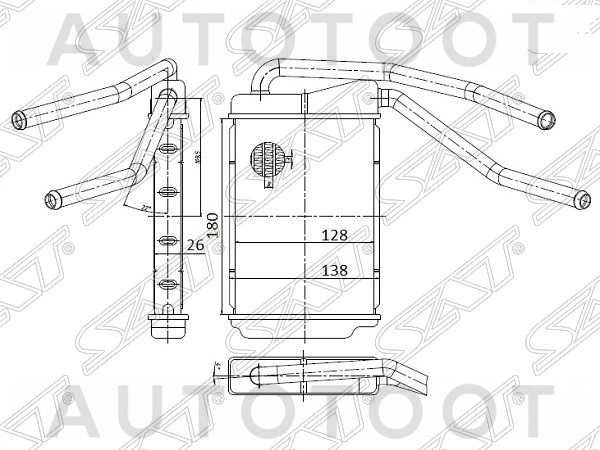 Радиатор отопителя салона -STDW253950 Sat для DAEWOO NEXIA