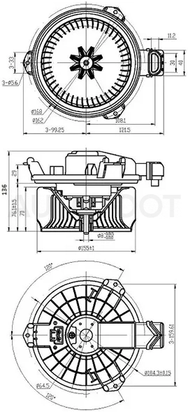 Мотор отопителя салона (Левый руль) Toyota Corolla (E150,E180) 06-19 / Hilux Pick Up 04-15