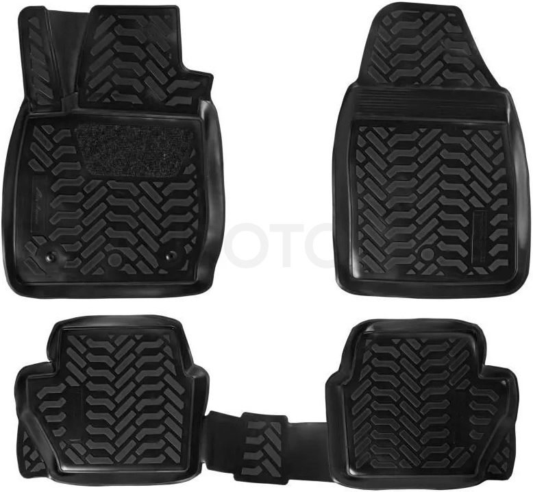 Ковры для Ford Fiesta (Mk VI) (14-), 4 шт., выс. борт, 3D с подпятником, ТЭП, черн.