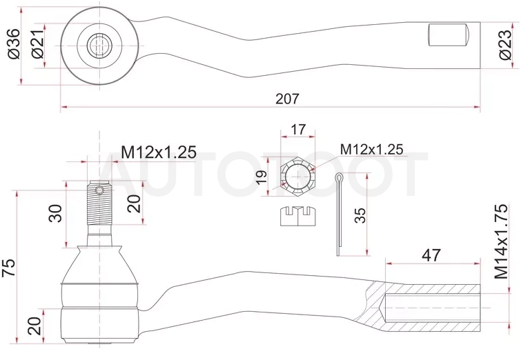 Наконечник рулевой TOYOTA AVENSIS 00- RH - Артикул ST4504629365 - Производитель Sat - Фото, Отзывы, Цены