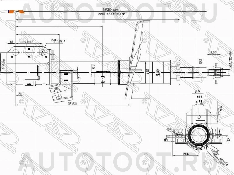 Амортизатор газовый правый (правый руль) -JAS0409 Just Drive для NISSAN NOTE