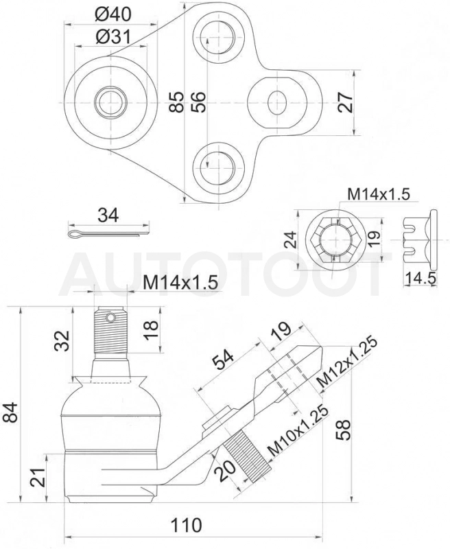 Шаровая опора передняя -01010775 Gmb для TOYOTA VOLTZ, TOYOTA AVENSIS