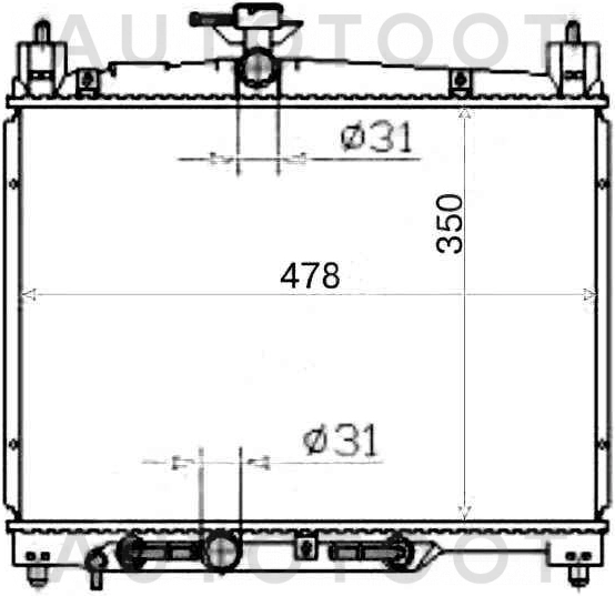 Радиатор охлаждения AT (1SZ, 2SZ) -JPR0039 Just Drive для TOYOTA VITZ, TOYOTA YARIS, TOYOTA PLATZ, TOYOTA ECHO