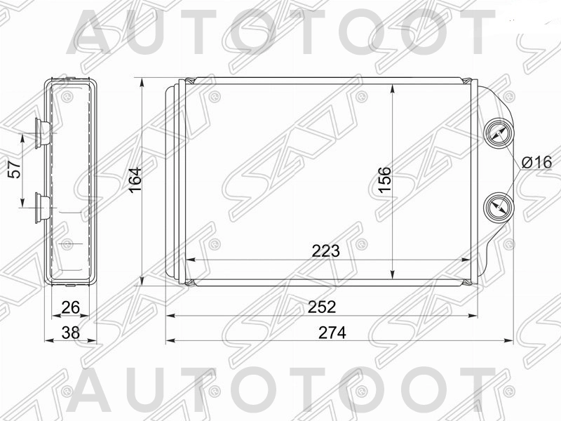Радиатор отопителя салона 1GFE/1JZGE/1JZGTE/2JZGE/2LTE -STTY373950 Sat для TOYOTA MARK 2, TOYOTA WINDOM, TOYOTA MARK II QUALIS, TOYOTA CAMRY GRACIA