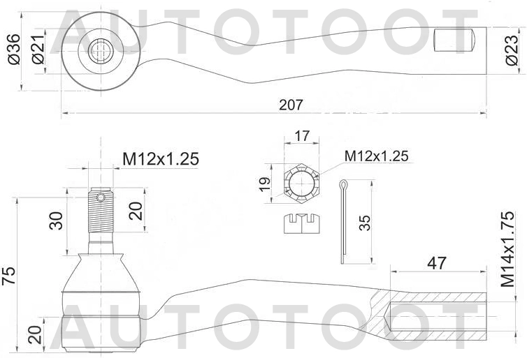 Наконечник рулевой тяги правый -JSE0042R Just Drive для TOYOTA AVENSIS