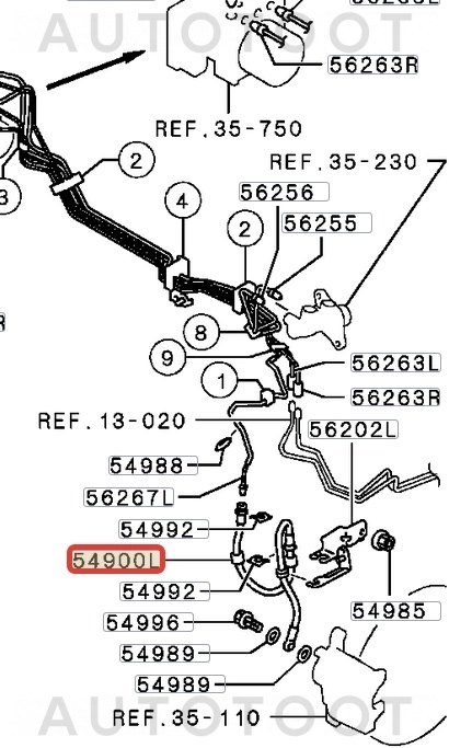 Шланг тормозной передний левый -JBH0266 Just Drive для MITSUBISHI ASX, MITSUBISHI LANCER, MITSUBISHI OUTLANDER