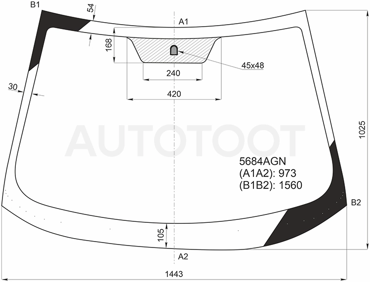 Стекло лобовое в клей -5684AGNBL FUYAO для MITSUBISHI LANCER