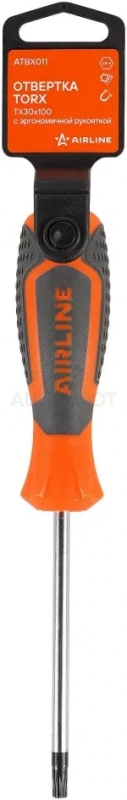Отвертка TORX TX30x100мм, магнитный наконечник, пласт.подвес - Артикул ATBX011 - Производитель Airline - Фото, Отзывы, Цены