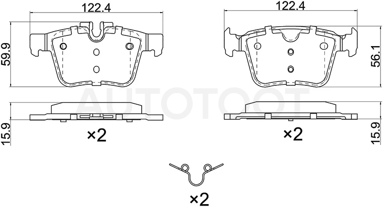 Колодки тормозные (Сзади) Volvo S60 18- / XC60 17-22 / XC90 14- / Jaguar XE 15-21 / XF 07-20 / Land Rover Discovery Sport 14-19 / Range Rover Evoque 11-23 / Volvo S90 16-20 / V60 18- / V90 97-00