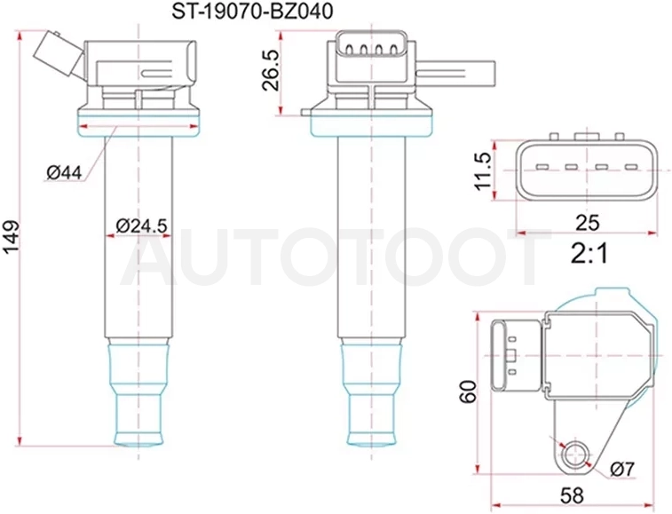 Катушка зажигания TOYOTA K3-VE 04-/3SZ-VE 04 - Артикул ST19070BZ040 - Производитель Sat - Фото, Отзывы, Цены